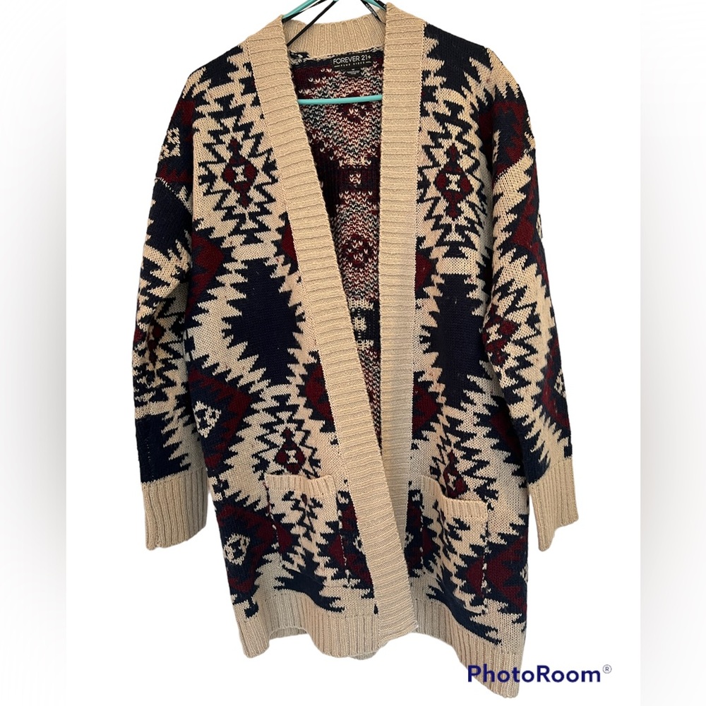 Aztec print Sweater Cardigan 1x